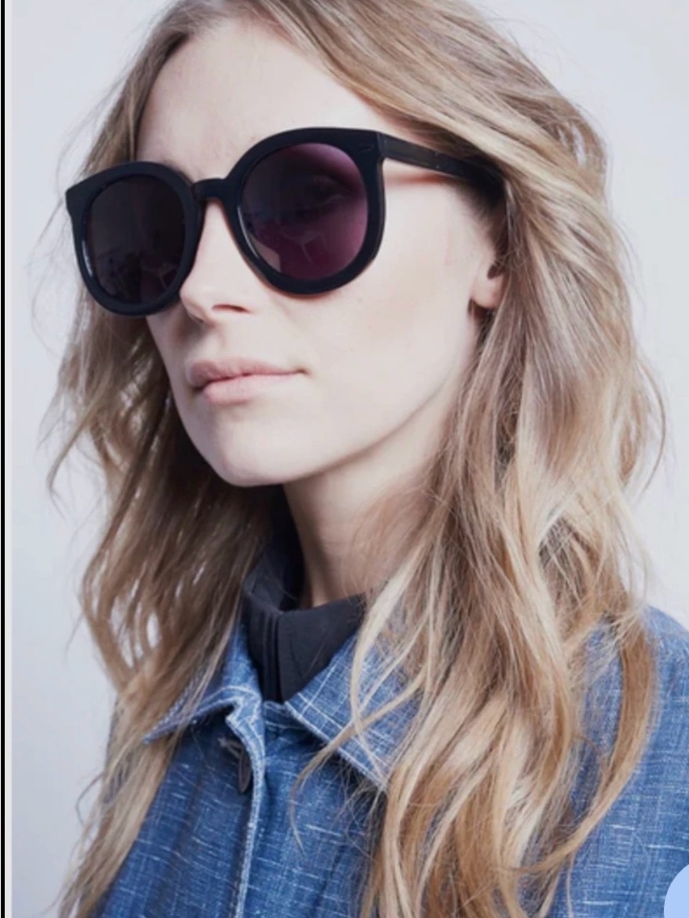 Karen Walker Super Duper Women’s Black Sunglasses with Purple Tint Lenses